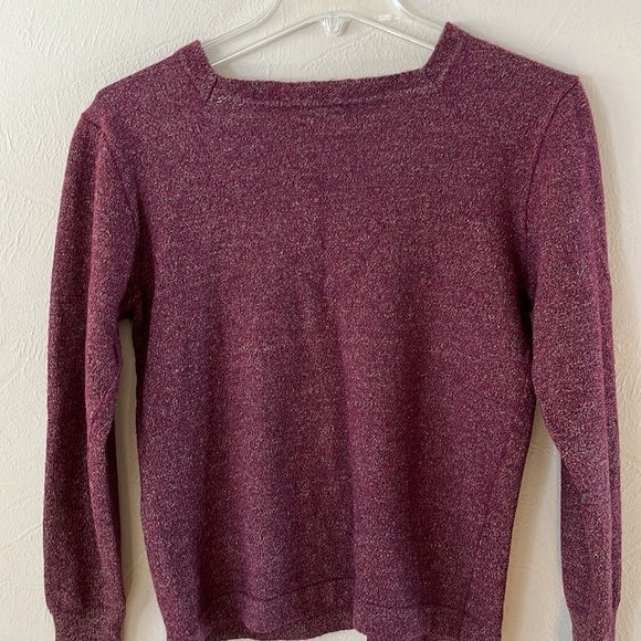 Vintage Laura Johnson for Foxcroft marina wool sweater wine square neck size M - Picture 7 of 11